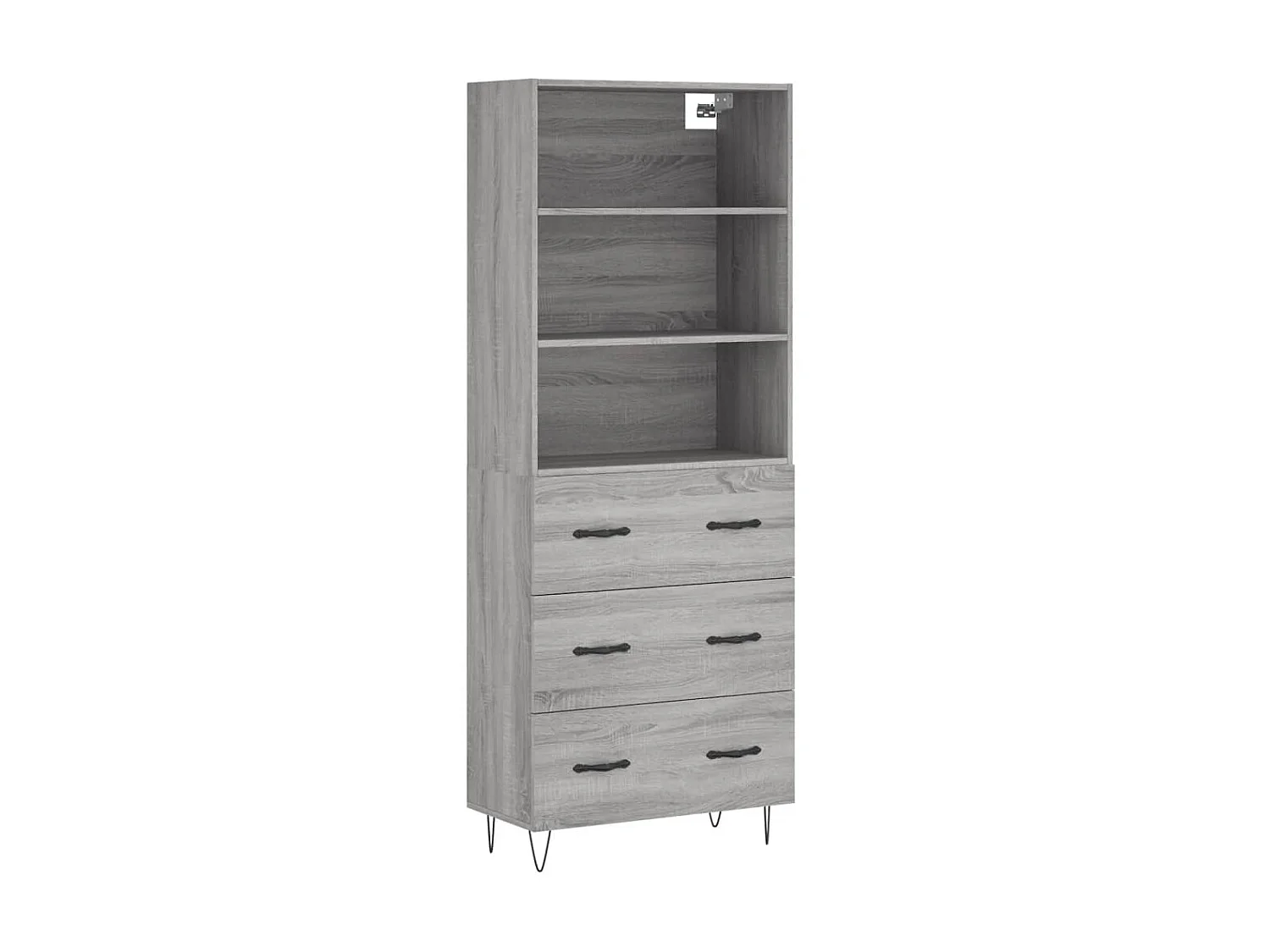 Aparador alto Sonoma gris 69,5x34x180 cm madera contrachapada