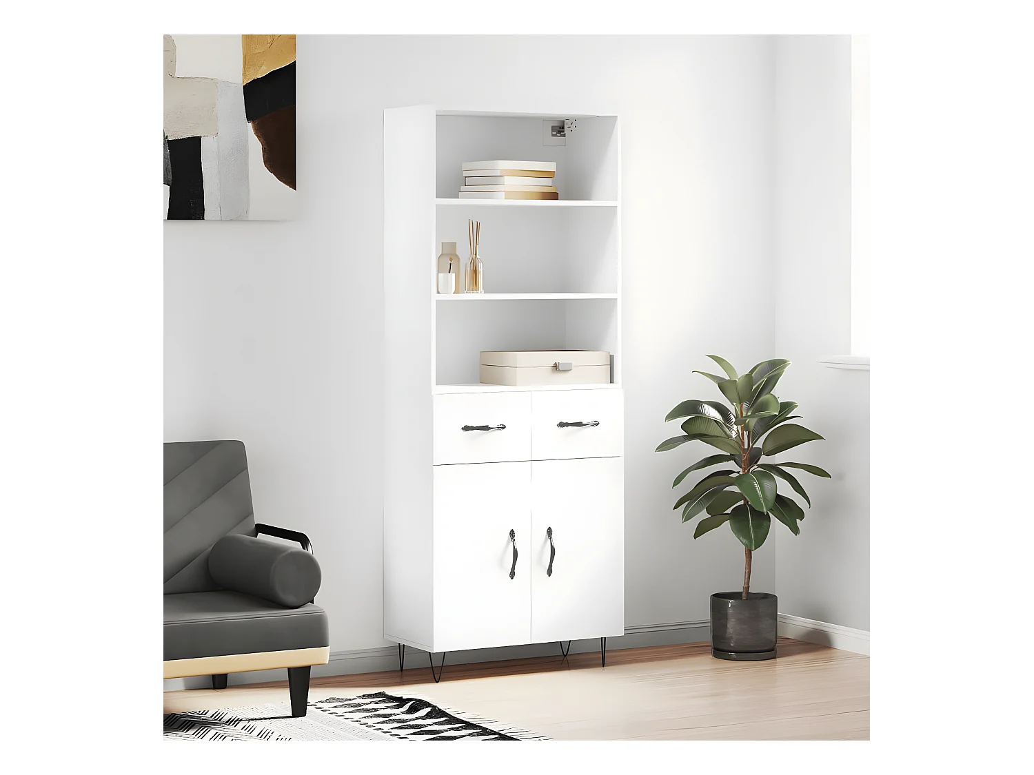 Hohes Sideboard Weiß 69,5 x 34 x 180 cm Holzwerkstoff
