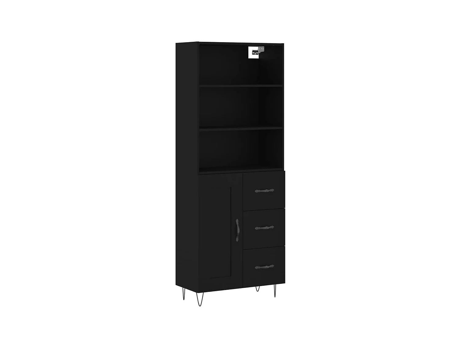 Hoog dressoir Zwart 69,5x34x180 cm Bewerkt hout
