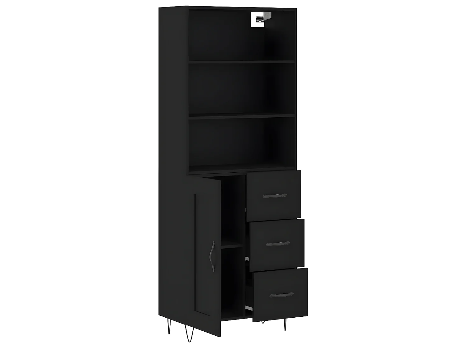 Buffet haut Noir 69,5x34x180 cm Bois d'ingénierie