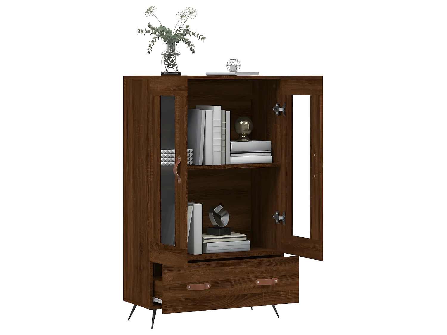 Buffet haut chêne marron 69,5x31x115 cm bois d'ingénierie