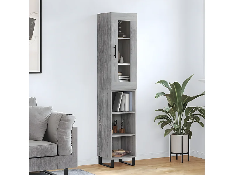 Sonoma hohes Sideboard grau 34,5x34x180 cm Holzwerkstoff