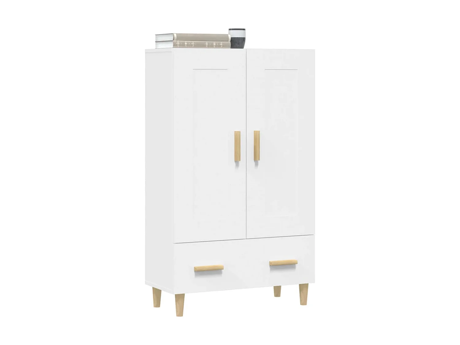 Aparador alto branco 70x31x115 cm Madeira trabalhada