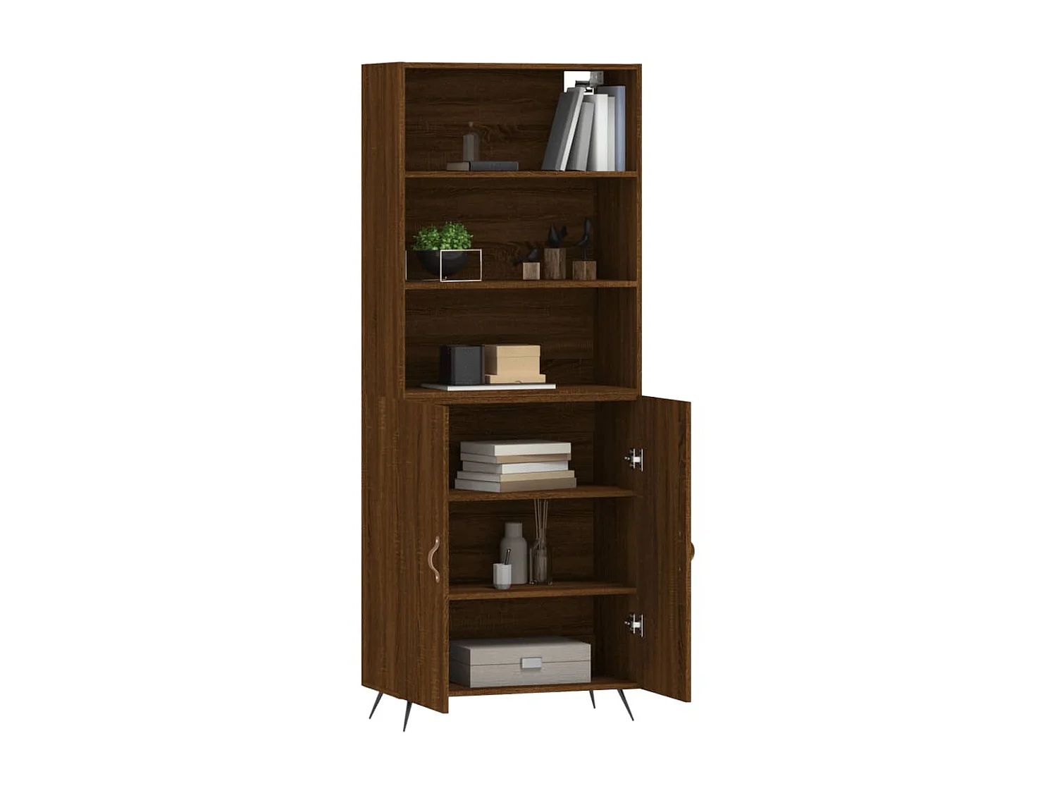 Hohes Sideboard, braune Eiche, 69,5 x 34 x 180 cm, Holzwerkstoff