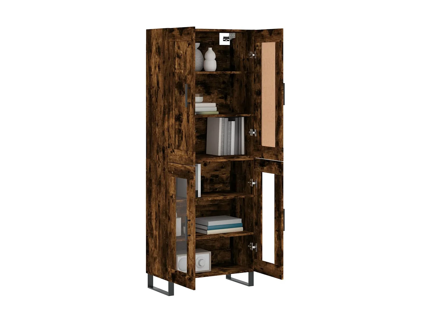 Aparador alto Roble ahumado 69,5x34x180 cm Madera contrachapada