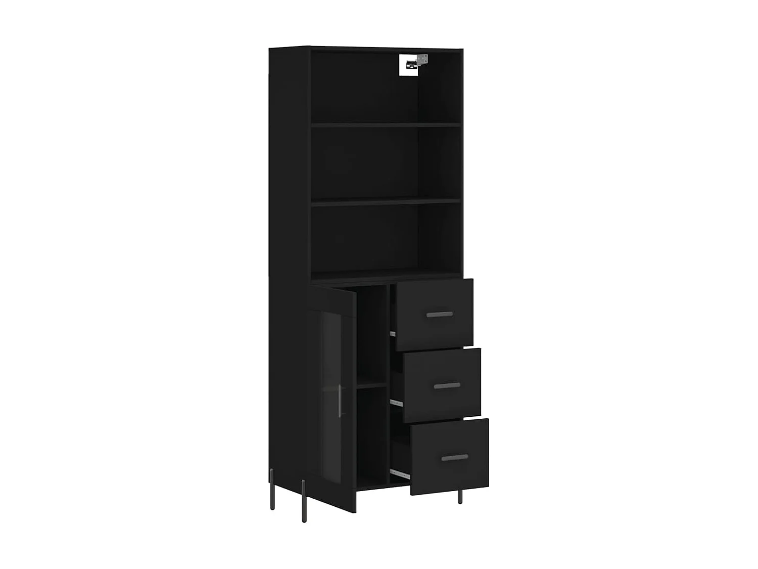 Hohes Sideboard Schwarz 69,5x34x180 cm Holzwerkstoff