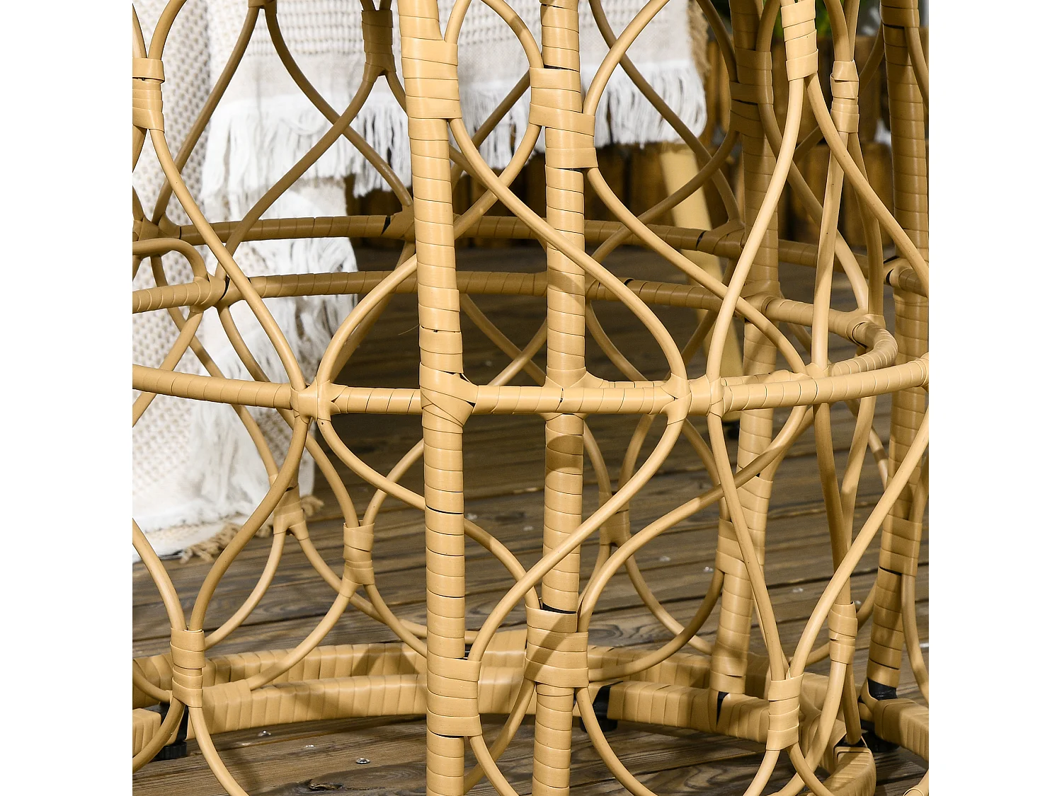 Lot de 2 tables basses gigognes de jardin résine tressée beige verre noir