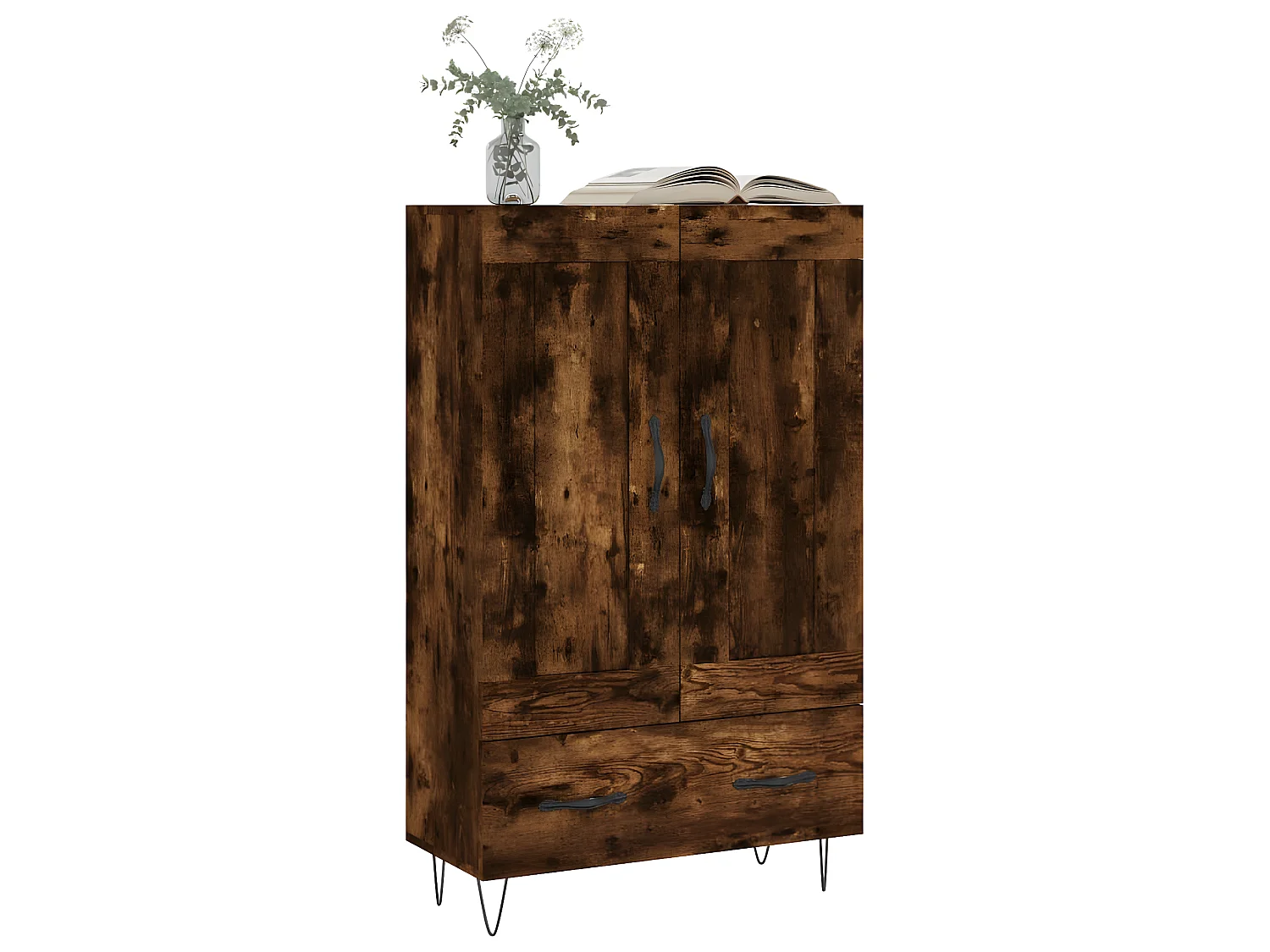 Aparador alto roble ahumado 69,5x31x115 cm madera contrachapada