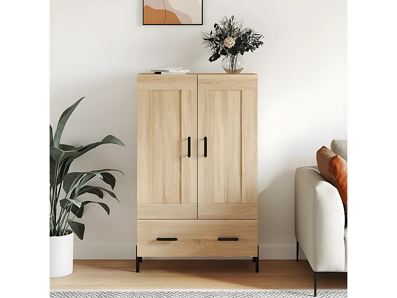 Hohes Sideboard aus Sonoma-Eiche, 69,5 x 31 x 115 cm, Holzwerkstoff