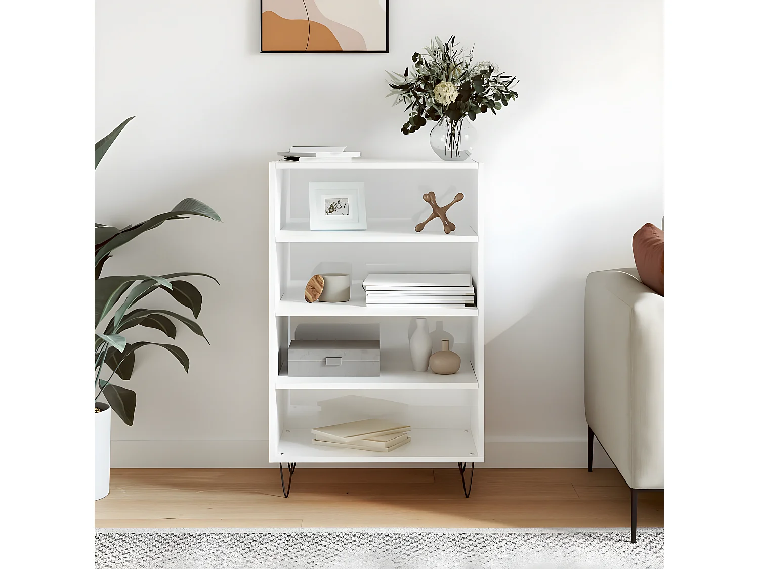 Aparador branco alto brilho 57x35x90 cm madeira engenharia