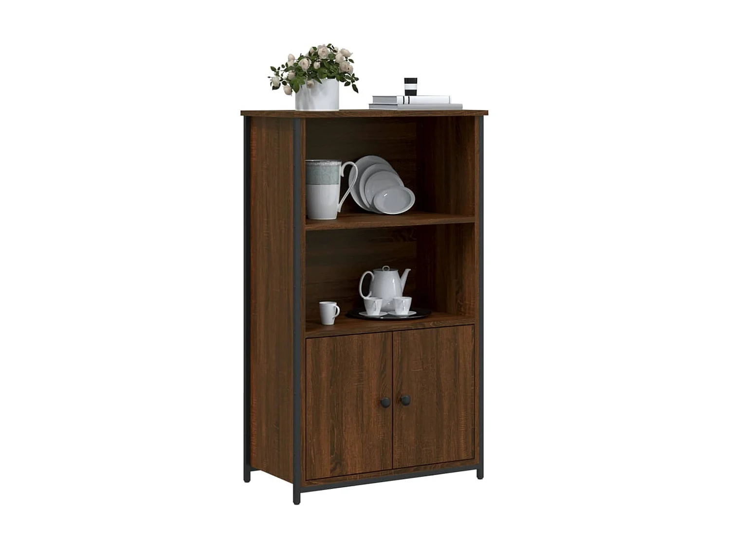 Hohes Sideboard aus brauner Eiche, 62 x 32 x 103,5 cm, Holzwerkstoff