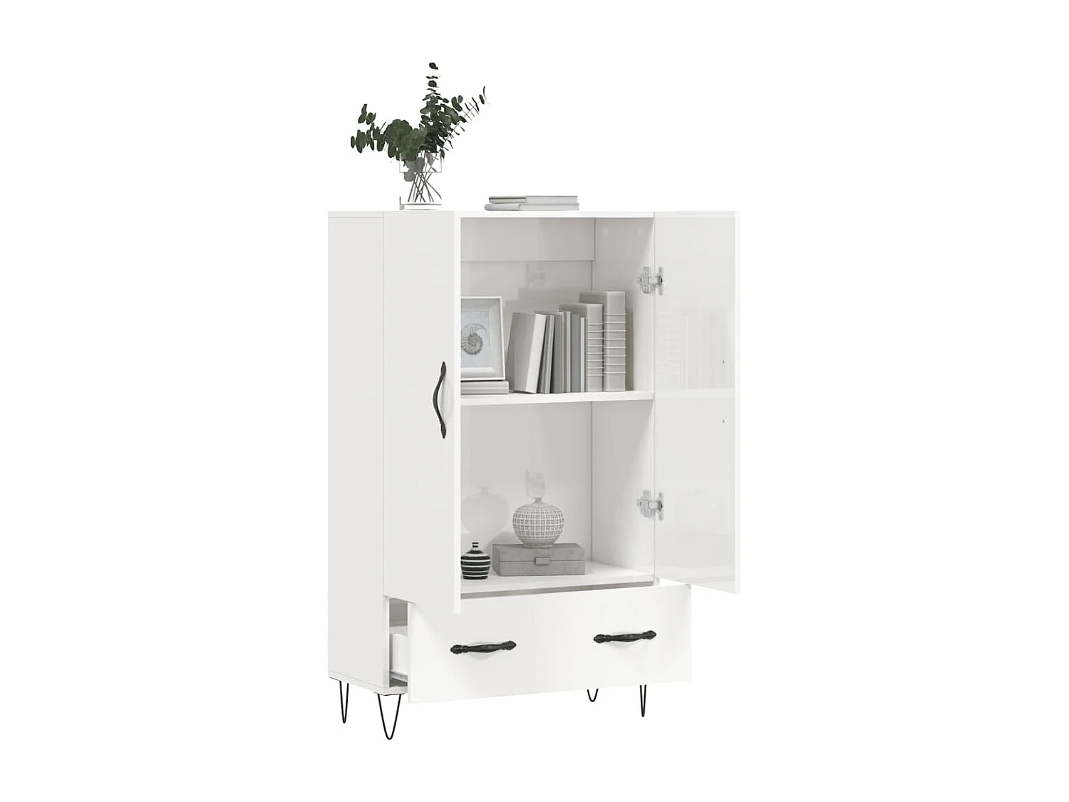 Credenza bianca lucida 69,5x31x115 cm in MDF