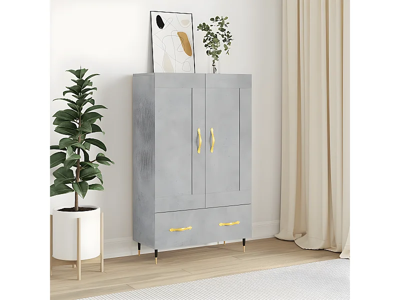 Credenza alta grigio cemento 69,5x31x115 cm in derivati del legno