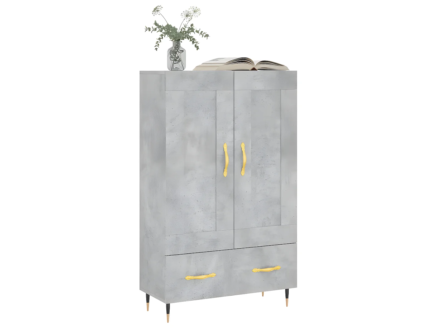 Buffet haut gris béton 69,5x31x115 cm bois d'ingénierie