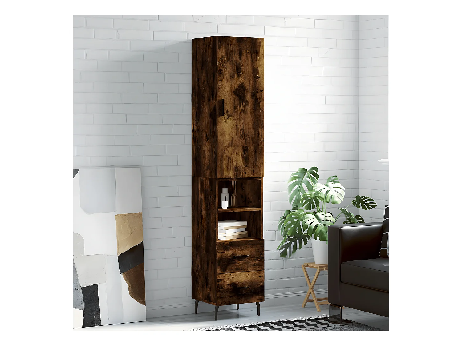 Credenza alta Rovere affumicato 34,5x34x180 cm MDF