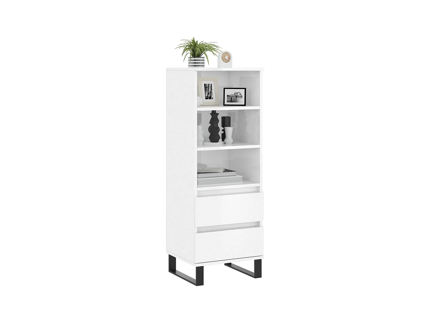 Credenza alta Bianco lucido 40x36x110 cm MDF