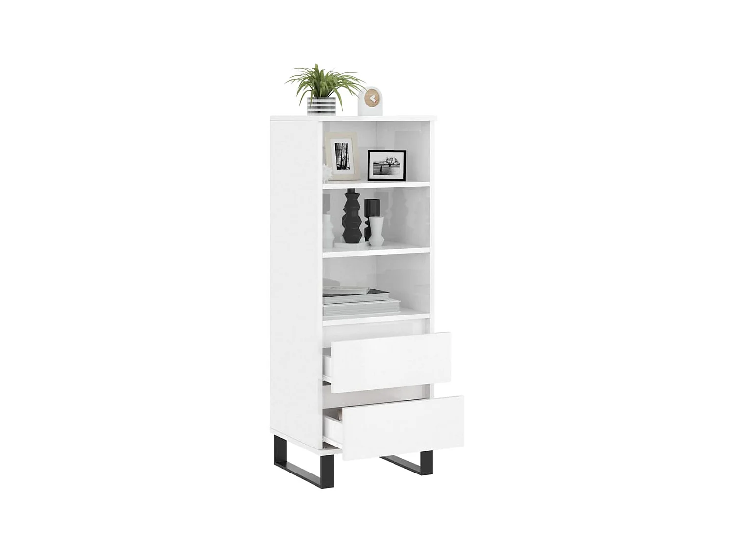 Credenza alta Bianco lucido 40x36x110 cm MDF