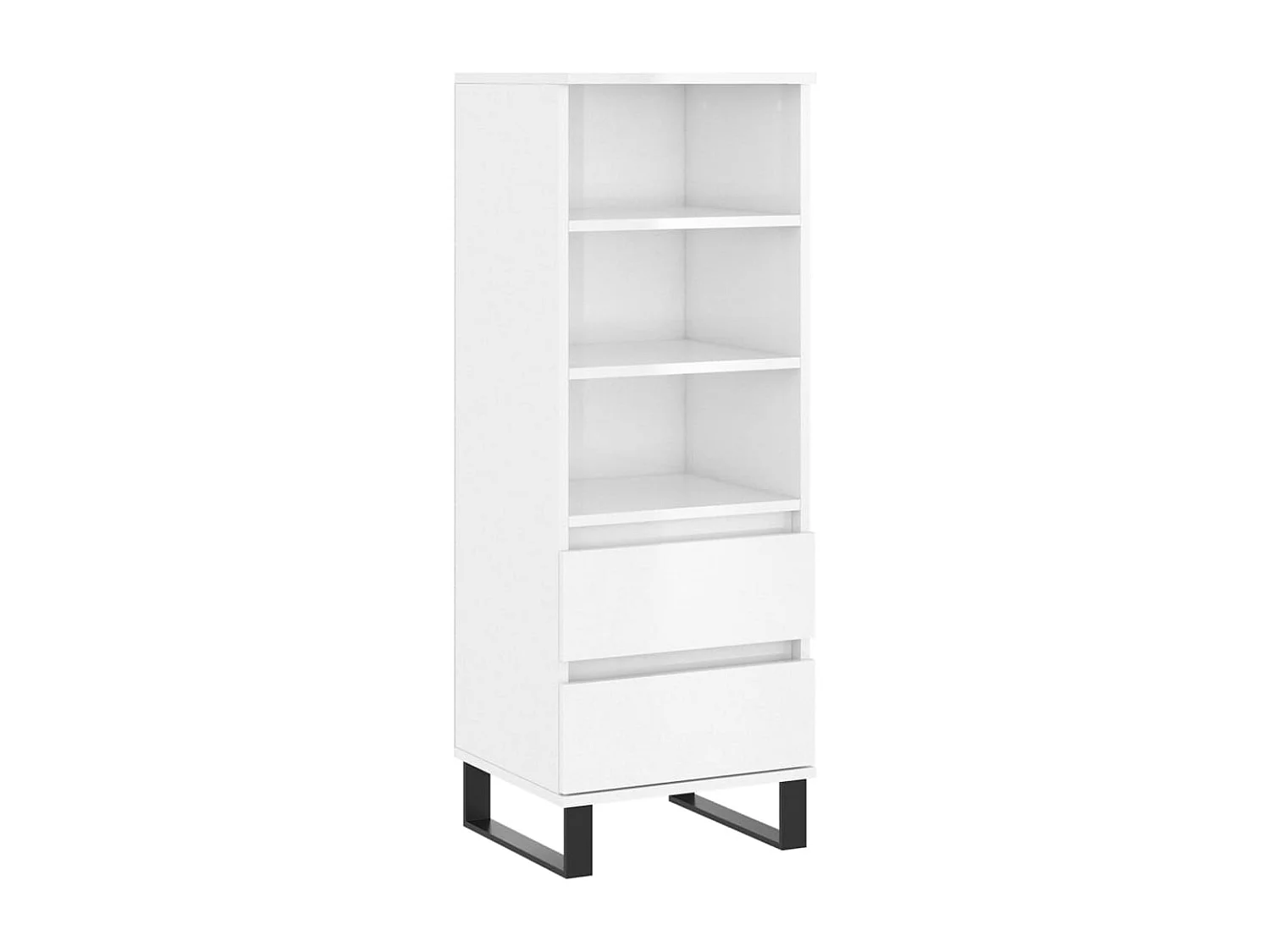 Buffet haut Blanc brillant 40x36x110 cm Bois d'ingénierie