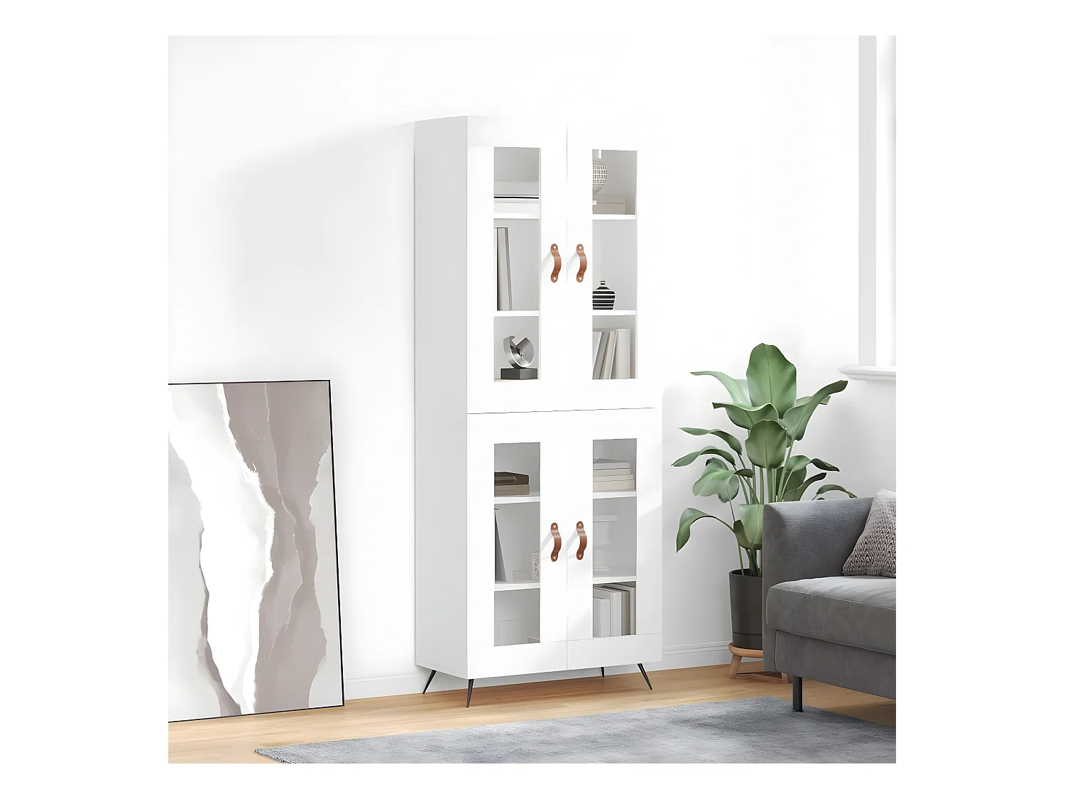 Buffet haut Blanc 69,5x34x180 cm Bois d'ingénierie