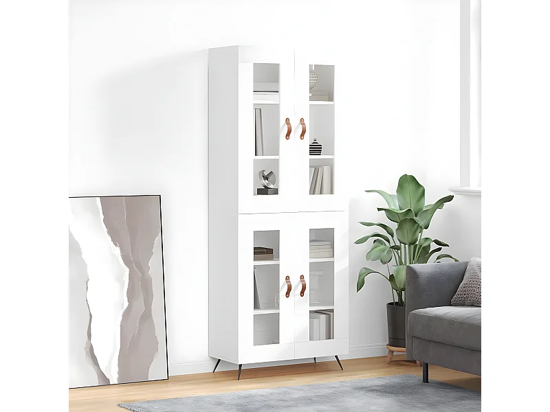 Aparador alto Blanco 69,5x34x180 cm Madera contrachapada