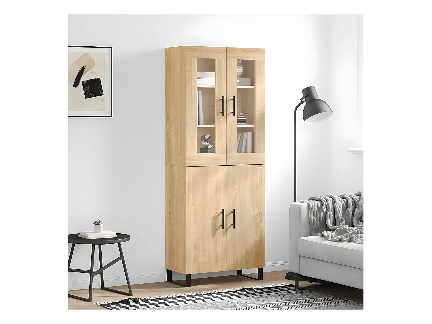 Credenza alta Rovere Sonoma 69,5x34x180 cm MDF