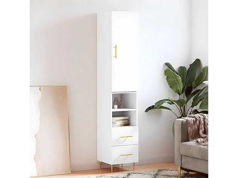 Hohes Sideboard Weiß 34,5x34x180 cm Holzwerkstoff