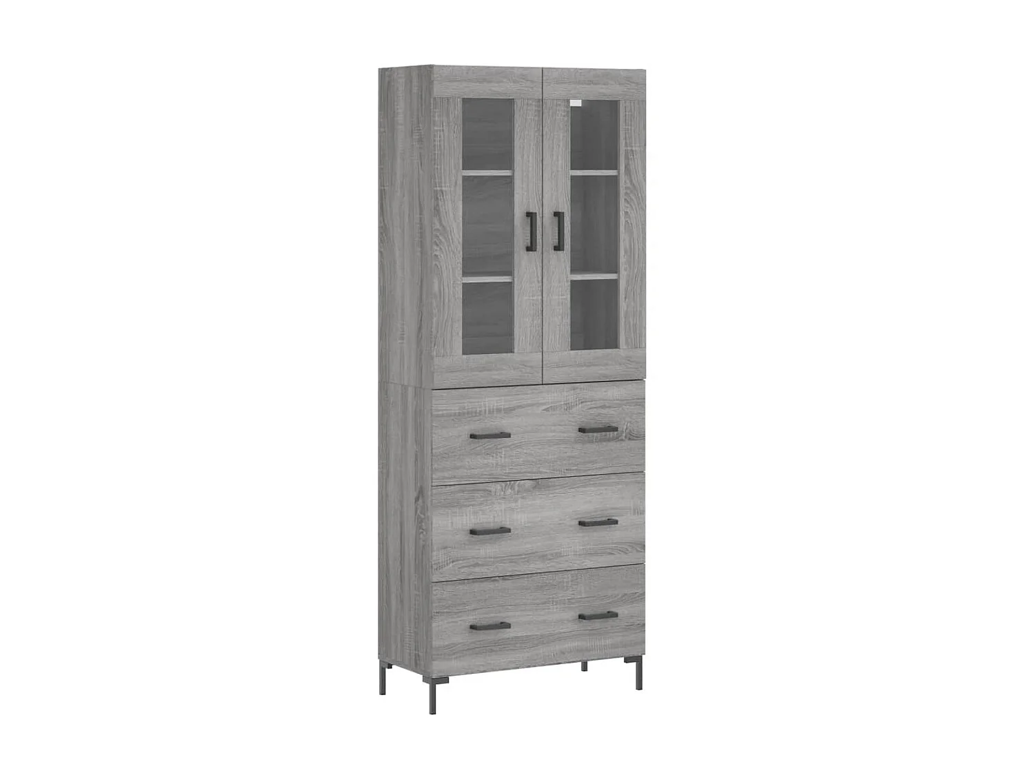 Aparador alto Sonoma gris 69,5x34x180 cm madera contrachapada