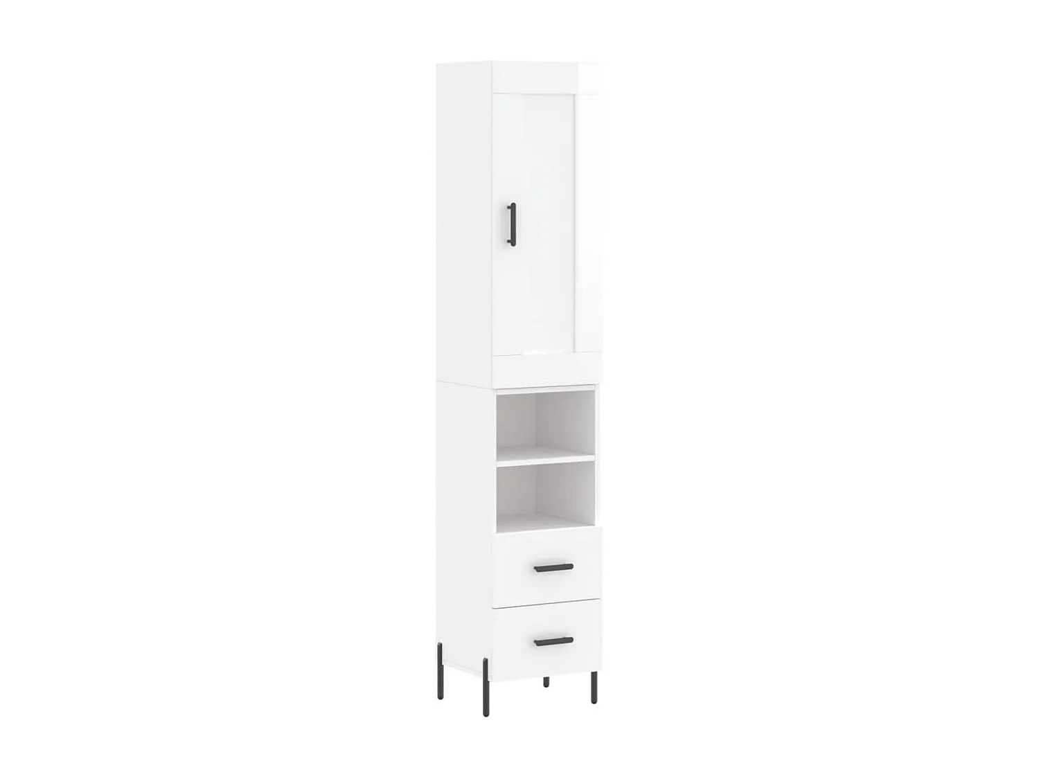 Buffet haut Blanc brillant 34,5x34x180 cm Bois d'ingénierie