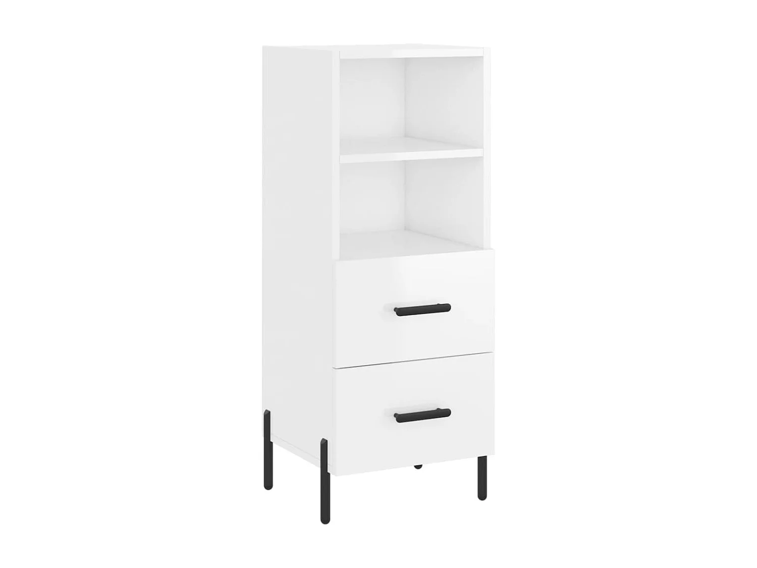 Buffet haut Blanc brillant 34,5x34x180 cm Bois d'ingénierie