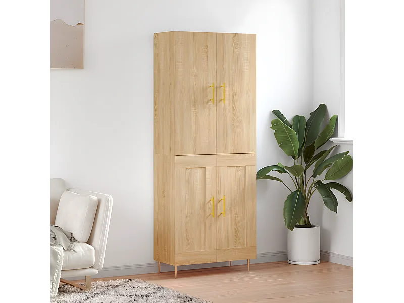 Aparador alto roble Sonoma 69,5x34x180 cm Madera contrachapada