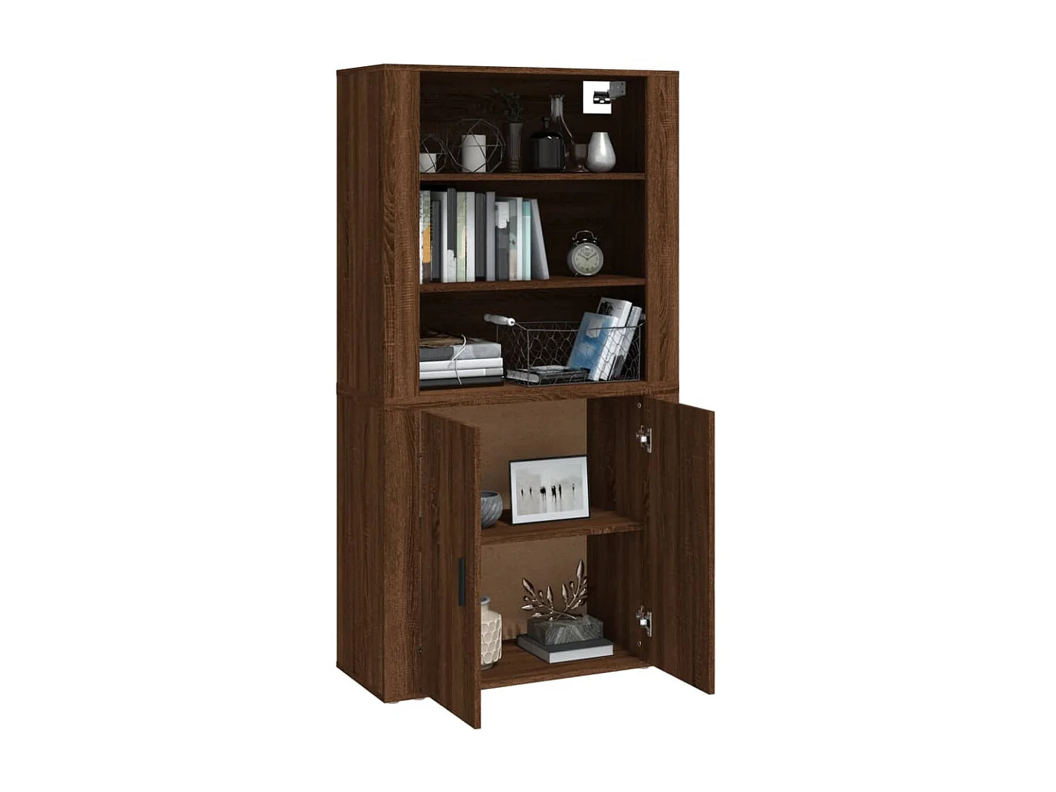 Hoog dressoir Bruin eiken Bewerkt hout