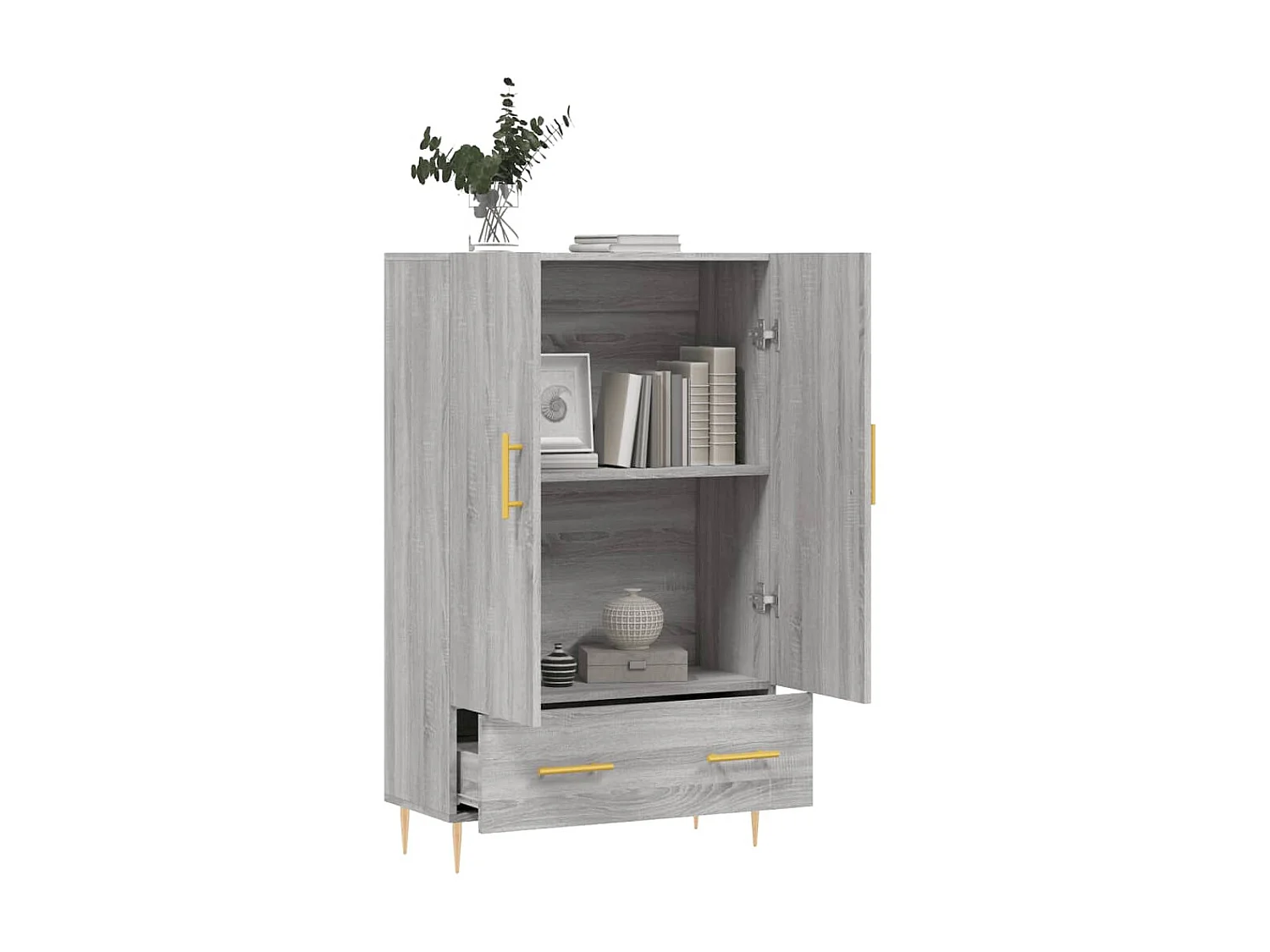 Sonoma hohes Sideboard grau 69,5 x 31 x 115 cm, Holzwerkstoff