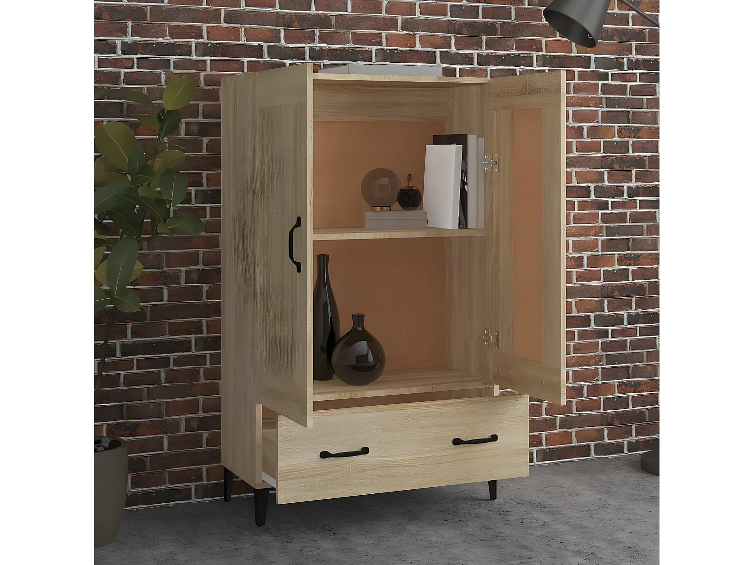 Buffet haut Chêne sonoma 70x31x115 cm Bois d'ingénierie