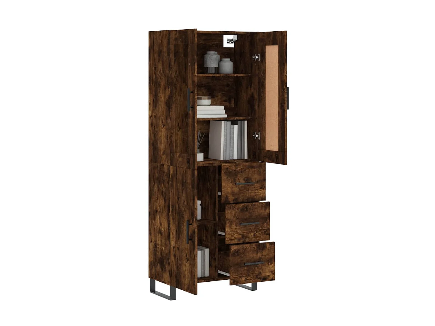 Aparador alto Roble ahumado 69,5x34x180 cm Madera contrachapada