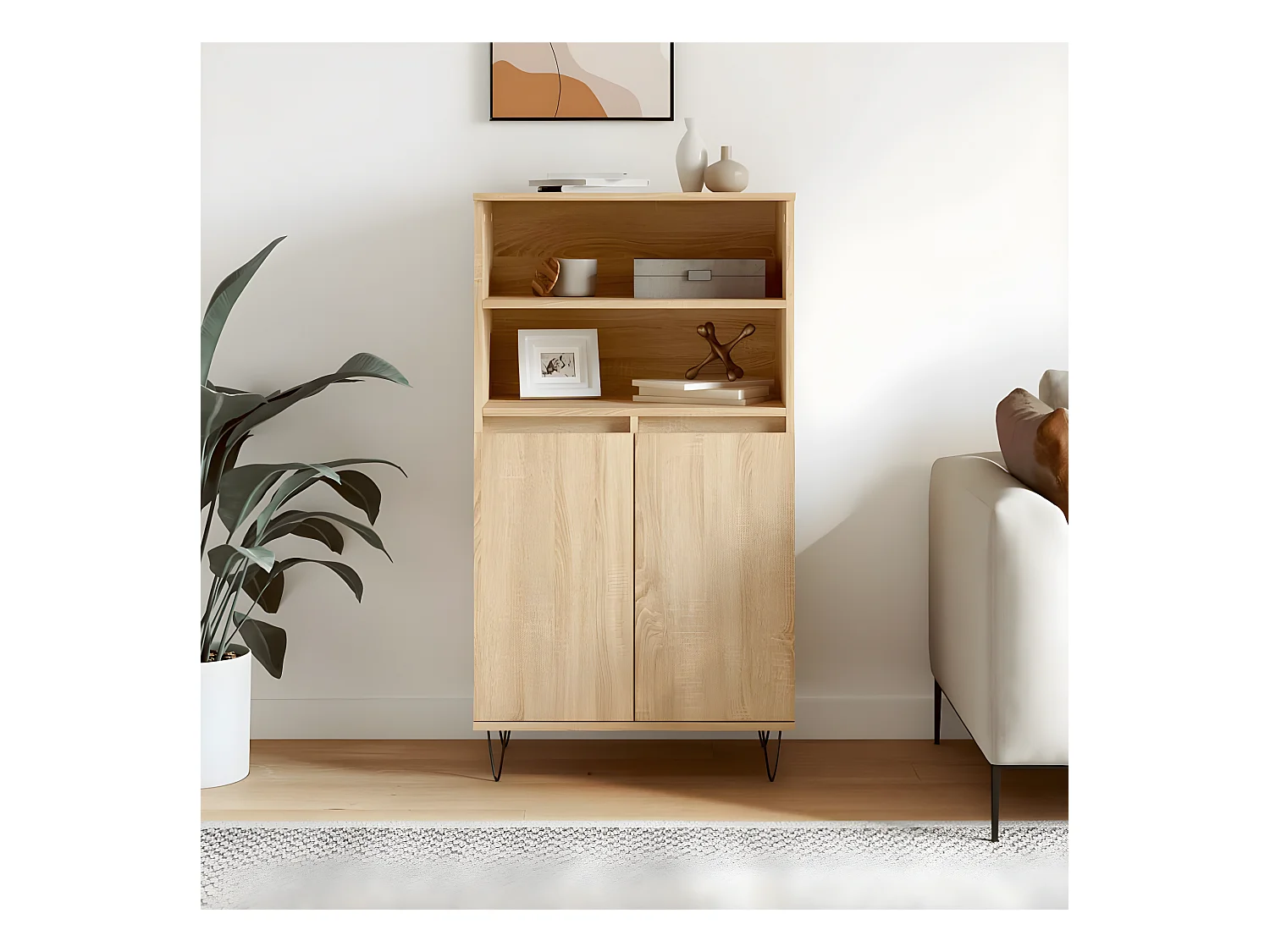 Credenza alta Rovere Sonoma 60x36x110 cm MDF