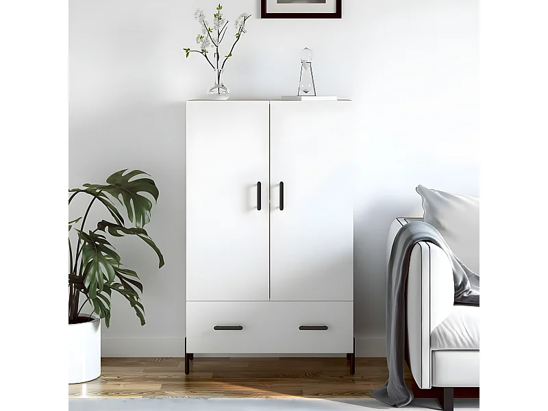 Buffet haut blanc 69,5x31x115 cm bois d'ingénierie
