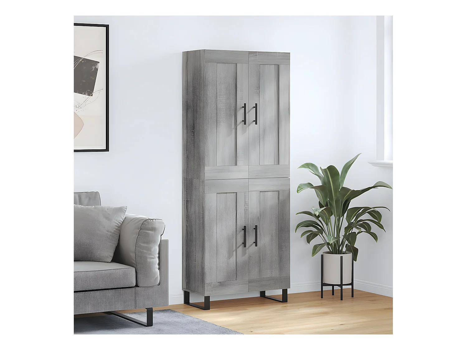 Credenza alta Sonoma grigia 69,5x34x180 cm MDF