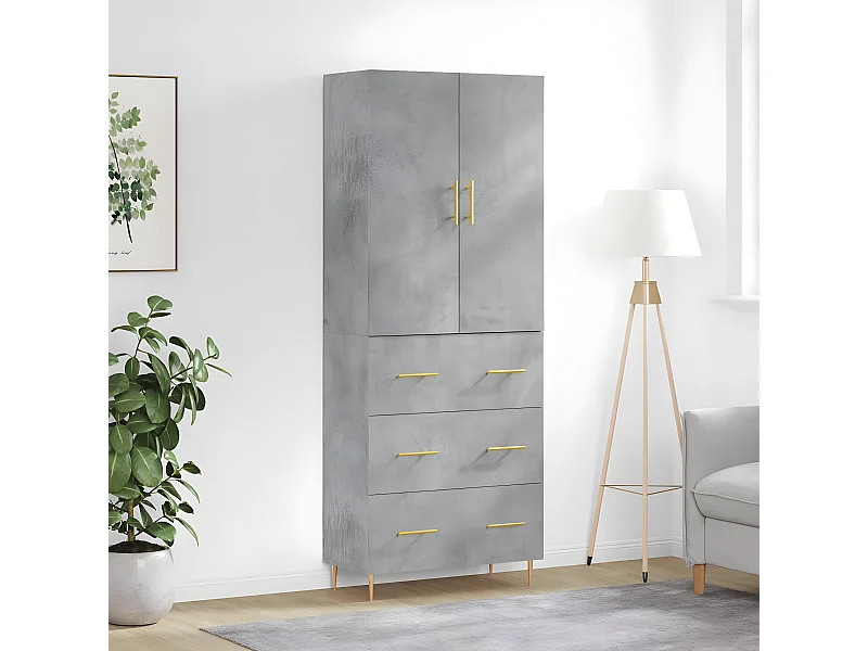 Credenza alta Grigio cemento 69,5x34x180 cm MDF