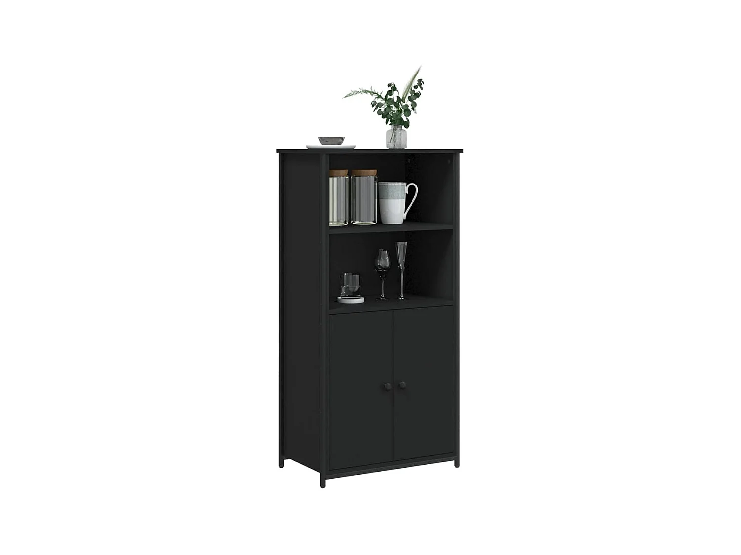 Buffet haut noir 62x36x121,5 cm bois d'ingénierie