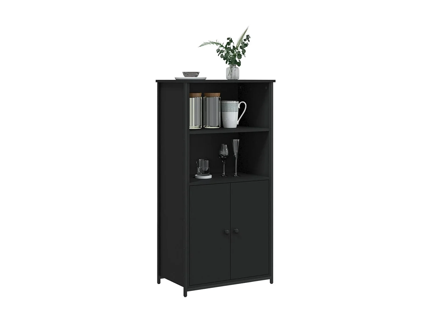 Buffet haut noir 62x36x121,5 cm bois d'ingénierie