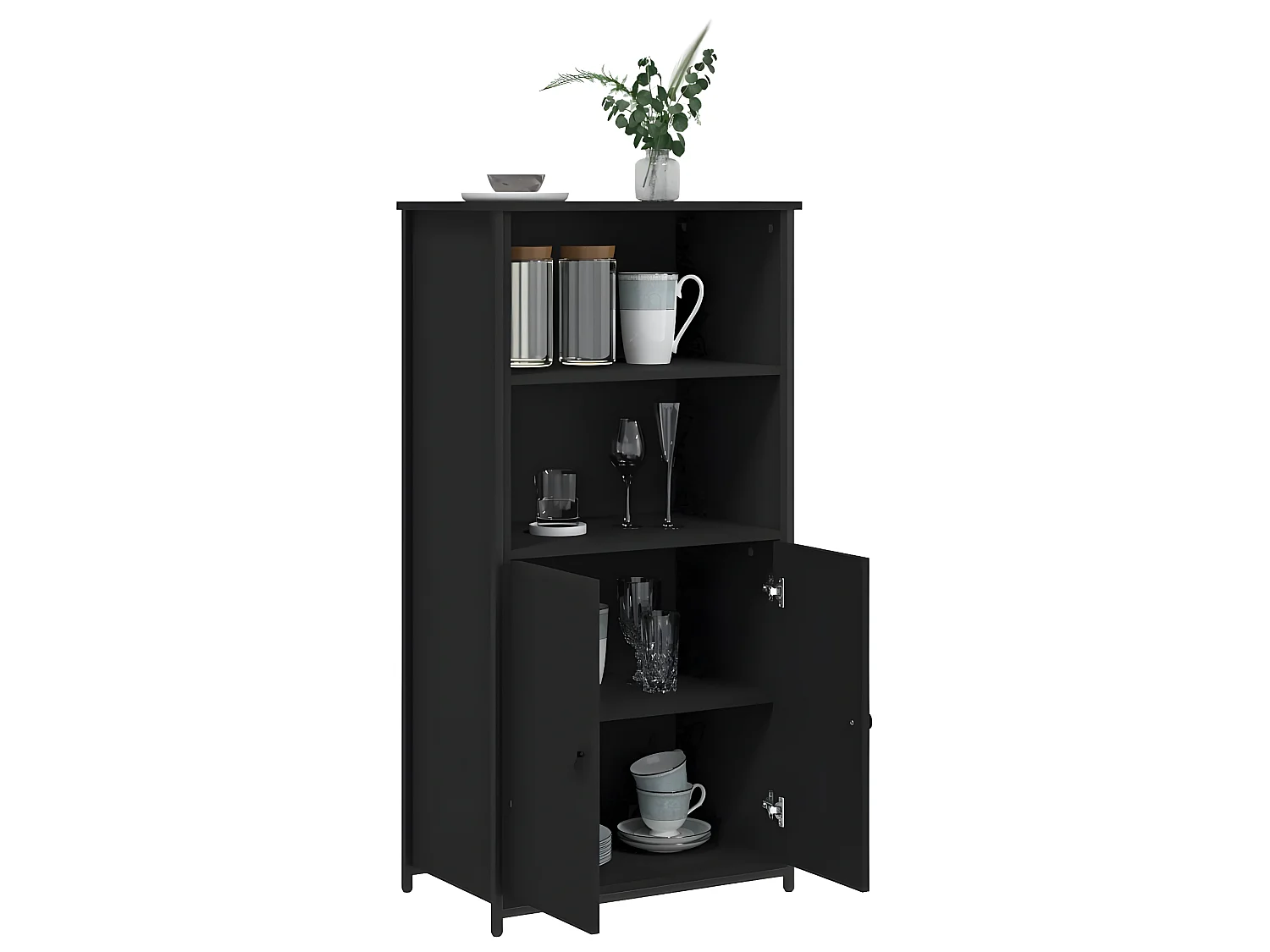 Buffet haut noir 62x36x121,5 cm bois d'ingénierie