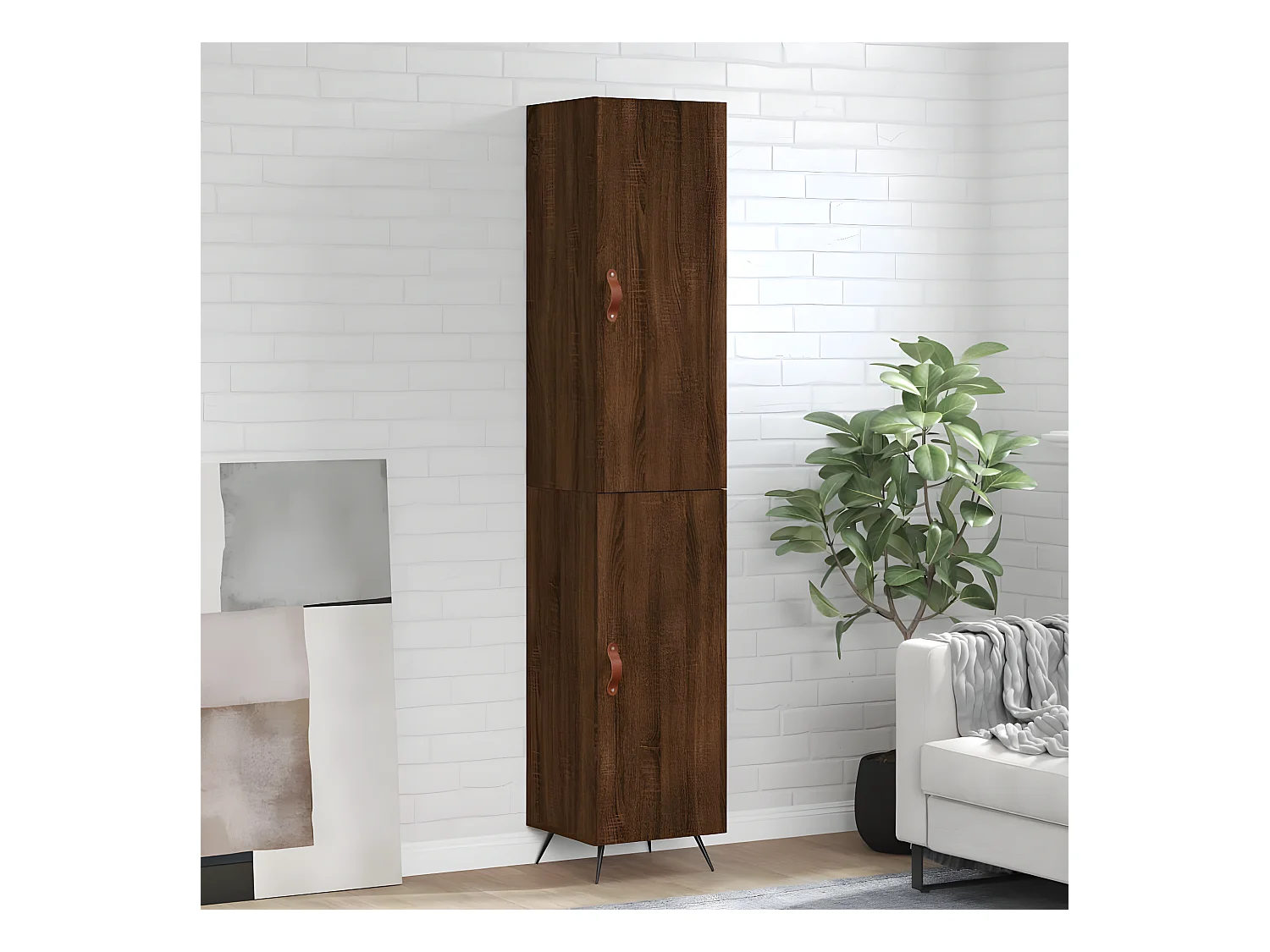 Buffet haut Chêne marron 34,5x34x180 cm Bois d'ingénierie