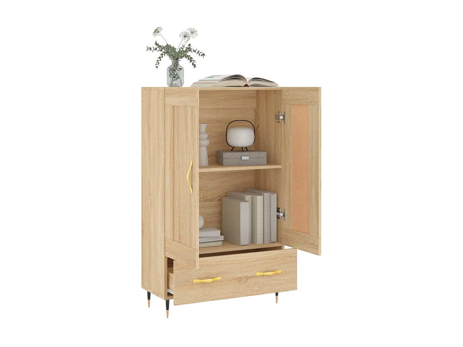 Hohes Sideboard aus Sonoma-Eiche, 69,5 x 31 x 115 cm, Holzwerkstoff