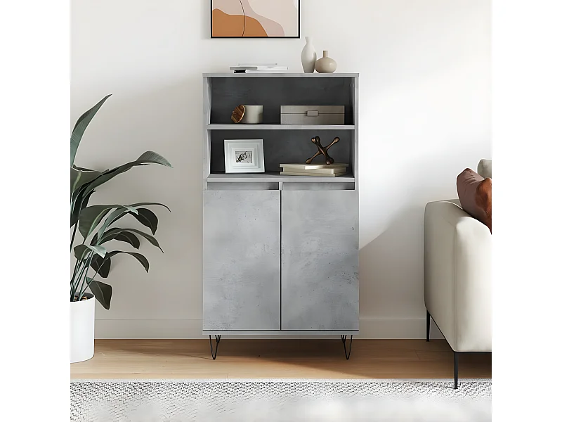 Buffet haut Gris béton 60x36x110 cm Bois d'ingénierie