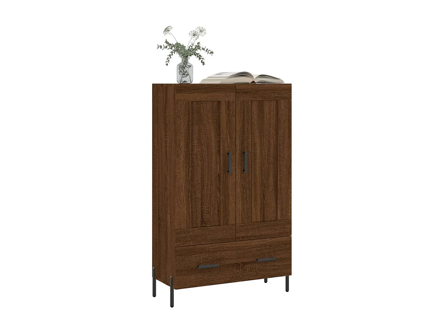Buffet haut chêne marron 69,5x31x115 cm bois d'ingénierie