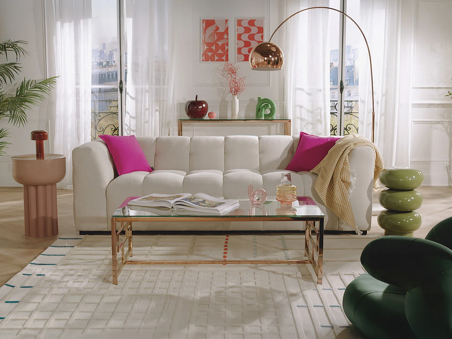 Table d'appoint en métal - Beige - NILARA