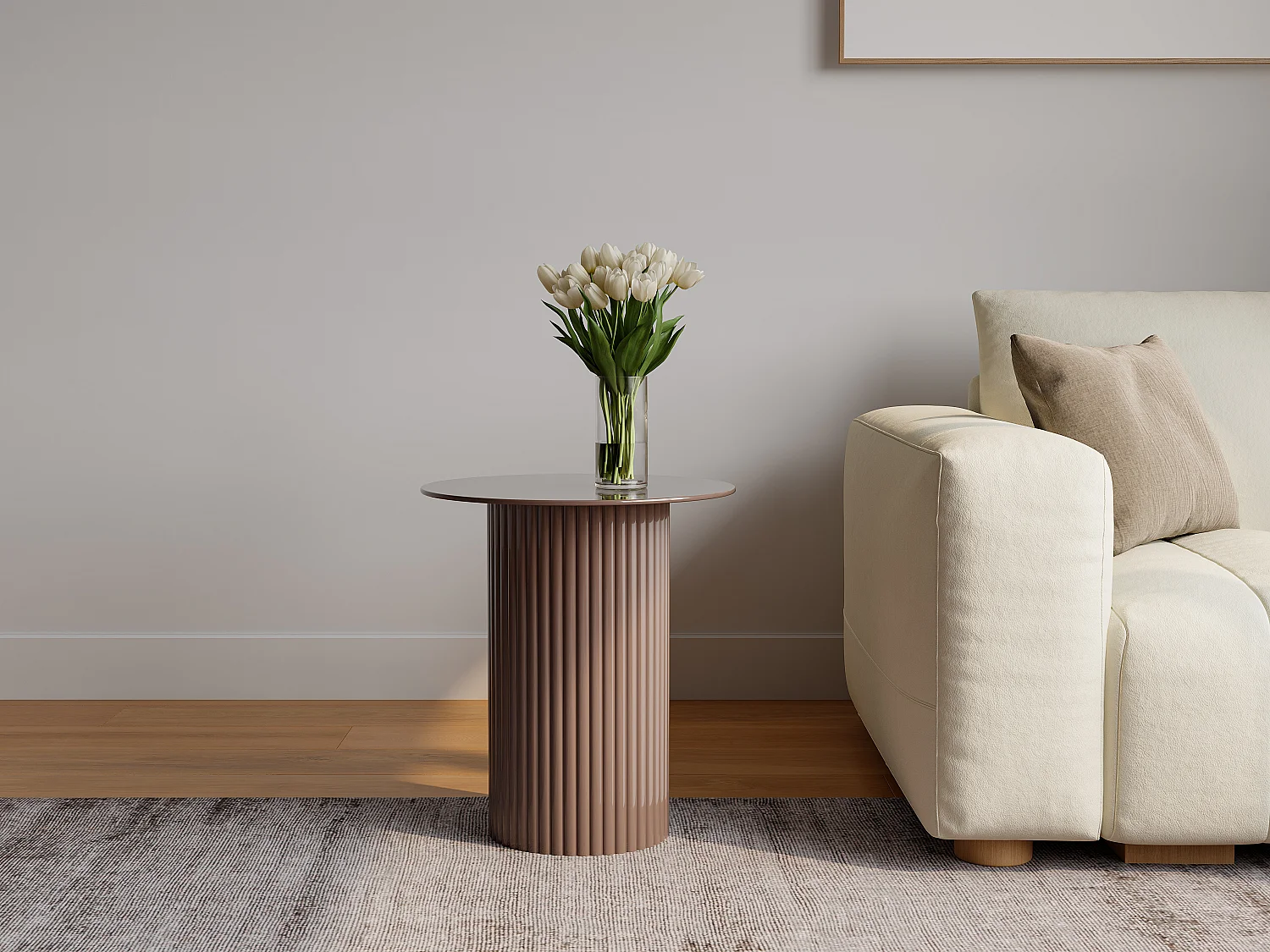 Table d'appoint en métal - Beige - SUADA