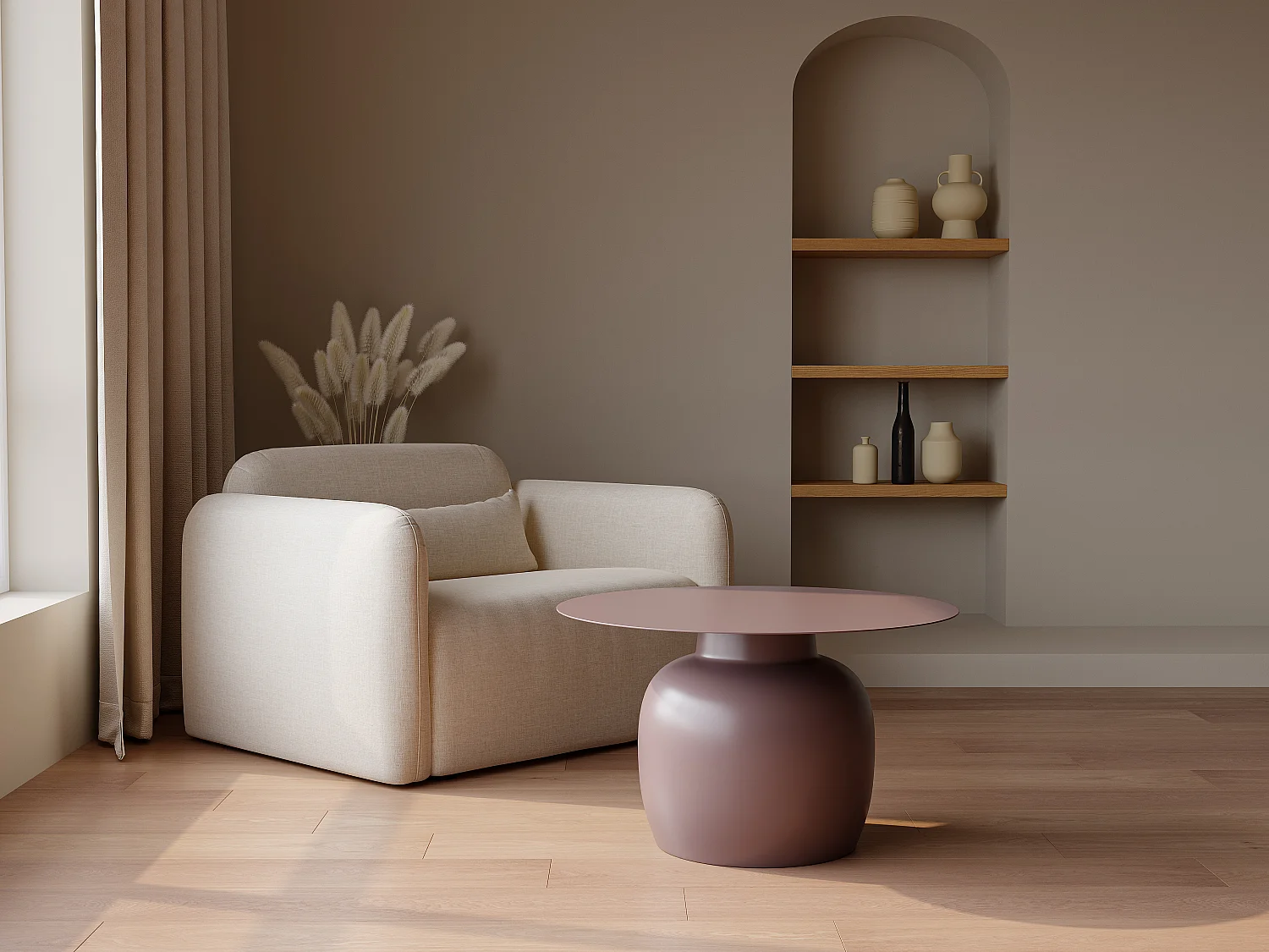 Table basse en métal - Taupe - NALITA