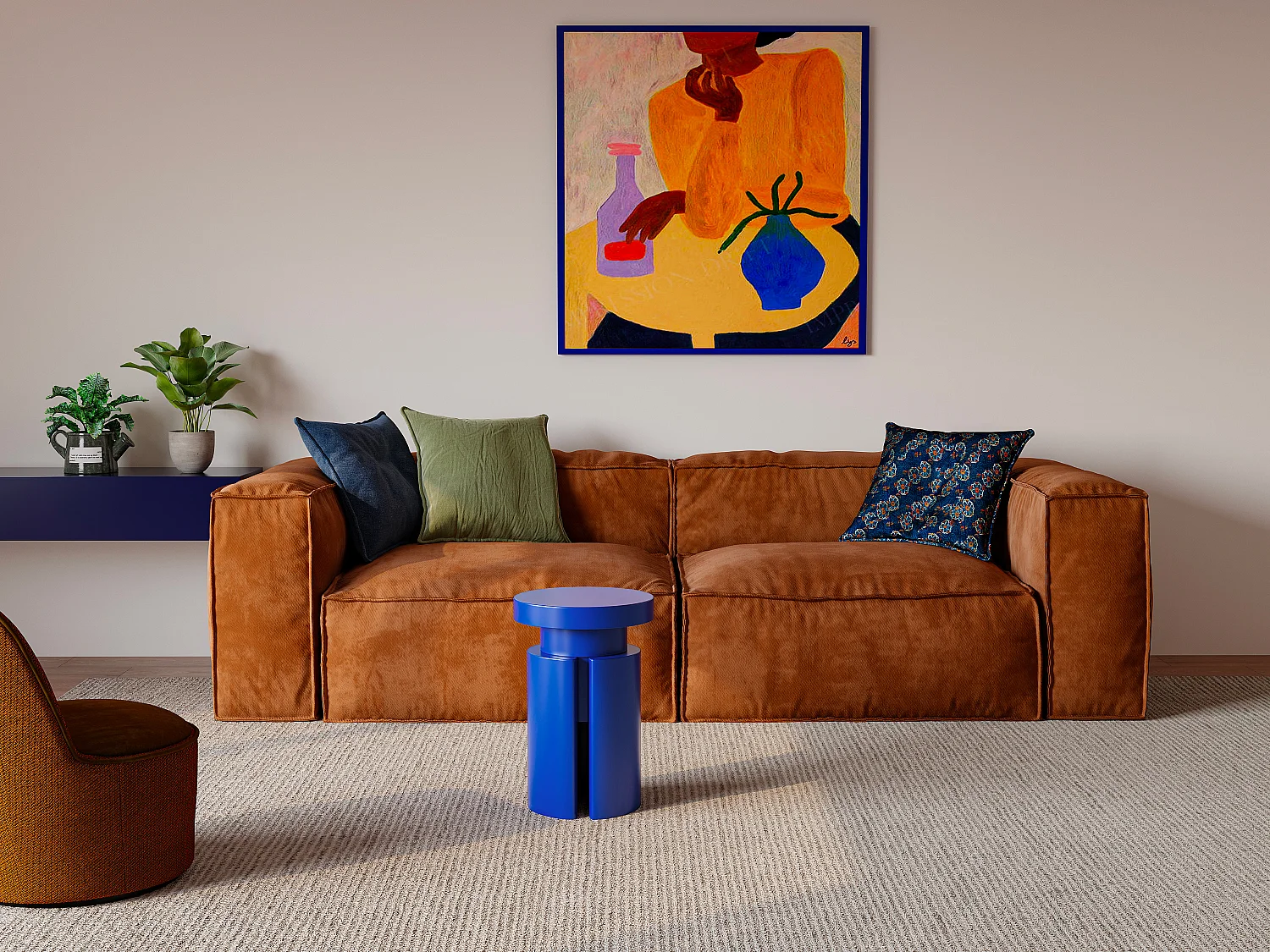 Bijzettafeltje van metaal - Blauw - RIDALIA