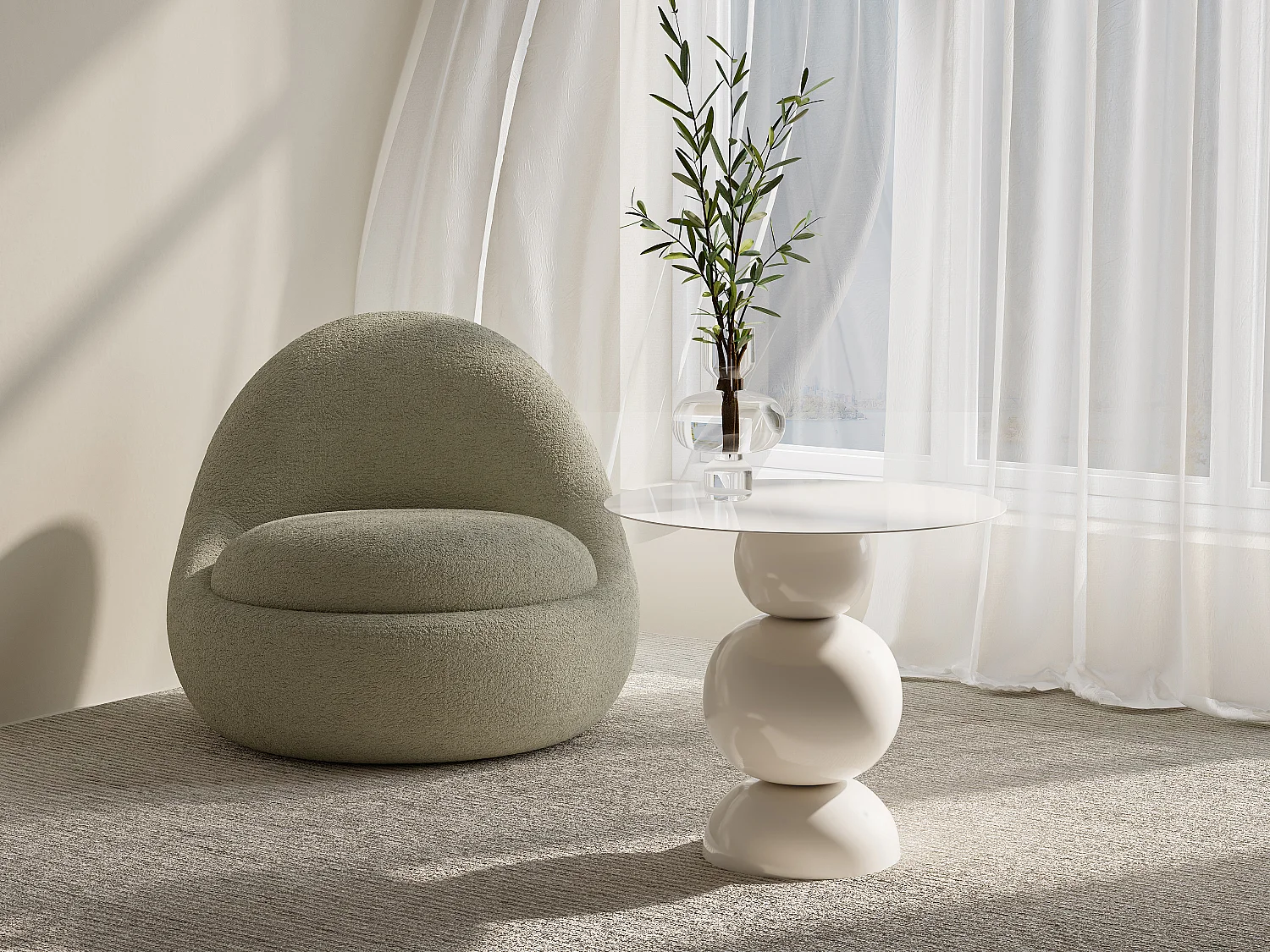 Table d'appoint en métal - Crème - JESINA